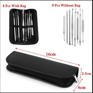 8 PCS/Set Hot Sale Premium Blackhead Acne Comedone Pimple Blemish Extractor Remover Tool Blackhead Pimple Needles Skin Care Kit